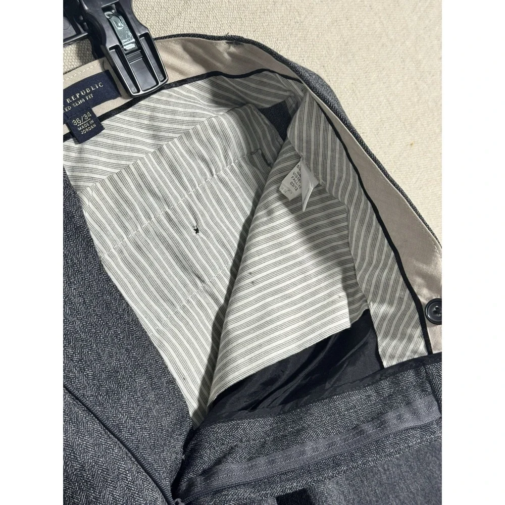 Banana Republic Tailored Slim Fit‎ Dress Pants Mens 36x34 Gray 100% Wool